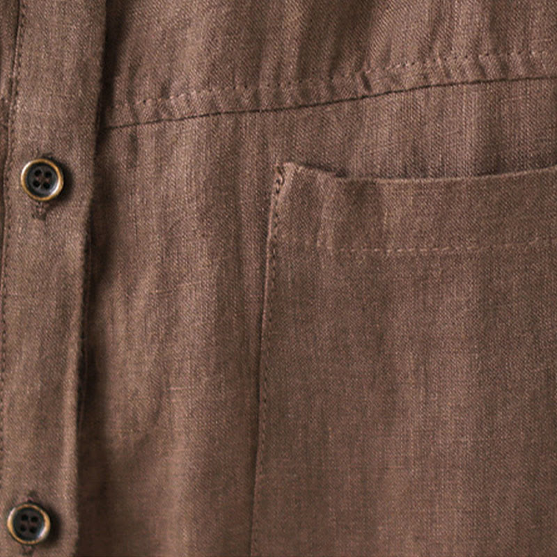 Koszula damska z długim rękawem z bawełny i lnu "Buddha Stones" w swobodnym, prostym kroju - image 15