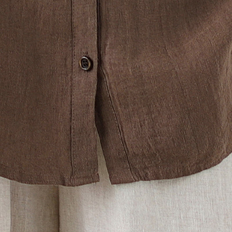 Koszula damska z długim rękawem z bawełny i lnu "Buddha Stones" w swobodnym, prostym kroju - image 16