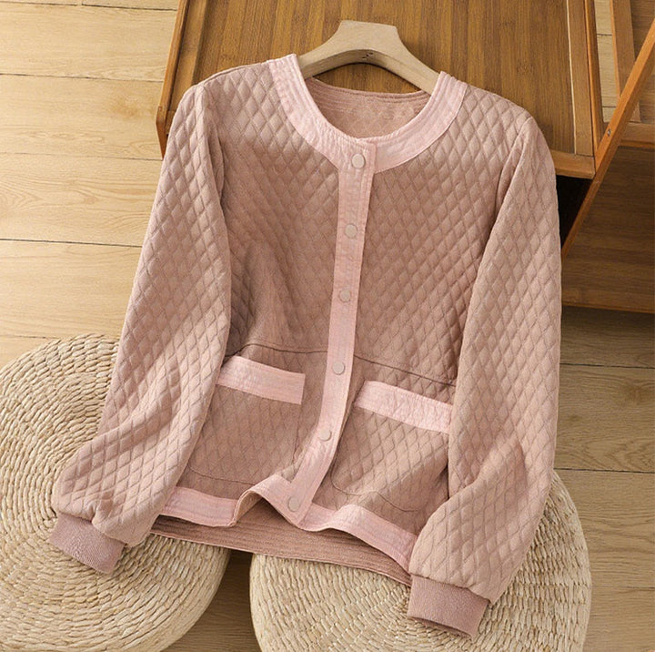 Kurtka damska z długim rękawem i kieszeniami z bawełny Buddha Stones Retro Plain - Jasnoróżowy - US12, UK/AU16, EU44 (3XL) - image 7