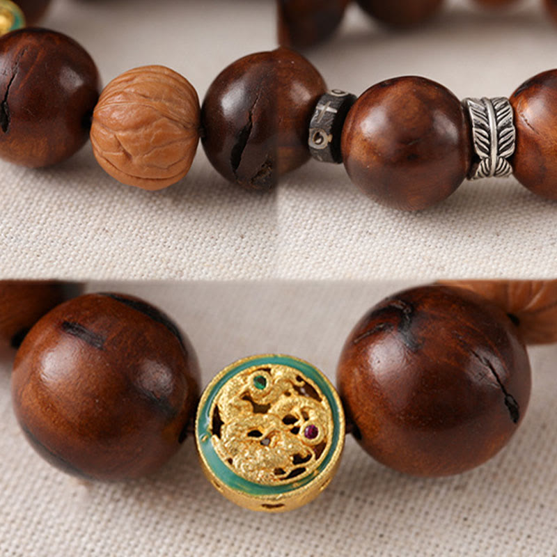 Bransoletka z Buddha Stones z drewna jujube uderzonego piorunem, yin yang, szczęścia - image 12