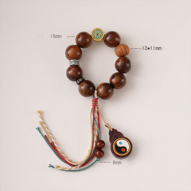 Bransoletka z Buddha Stones z drewna jujube uderzonego piorunem, yin yang, szczęścia - image 8