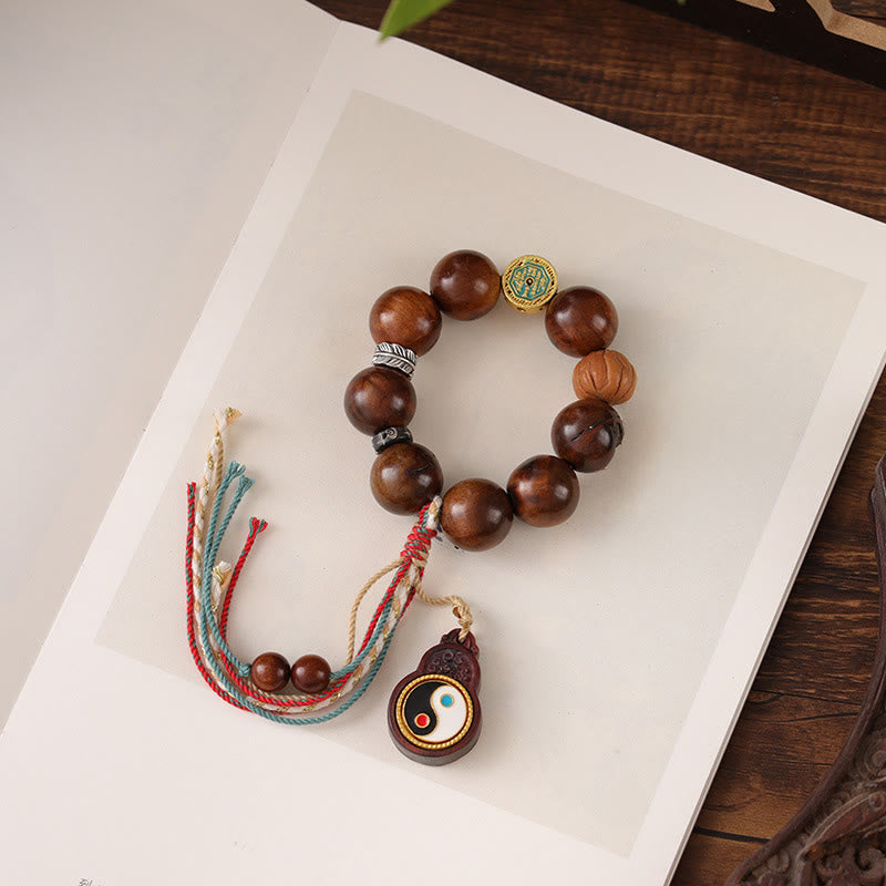 Bransoletka z Buddha Stones z drewna jujube uderzonego piorunem, yin yang, szczęścia - image 9