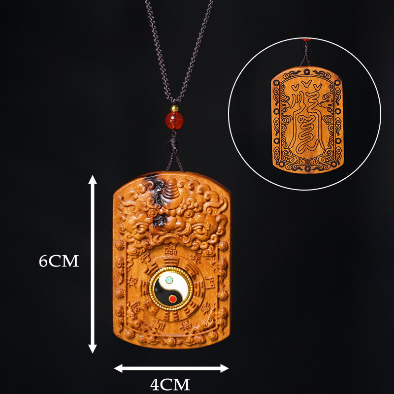 Naszyjnik z Buddha Stones z piorunem uderzonym w drewno Jujube, smok Yin Yang Bagua, ochrona - image 11