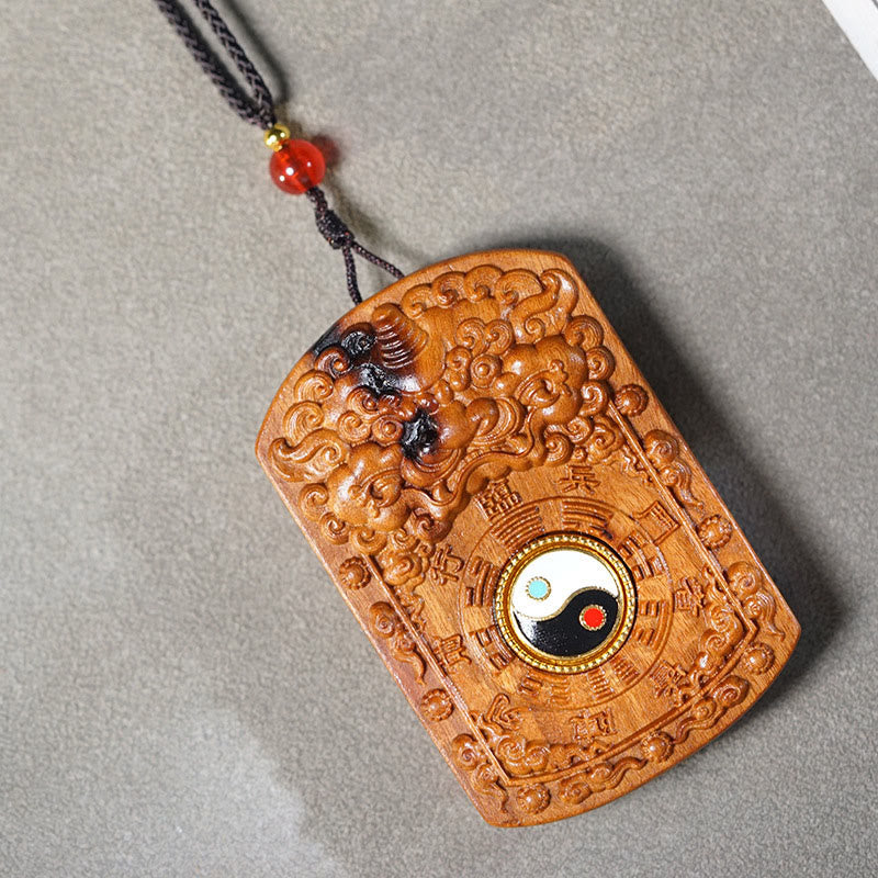 Naszyjnik z Buddha Stones z piorunem uderzonym w drewno Jujube, smok Yin Yang Bagua, ochrona - image 2