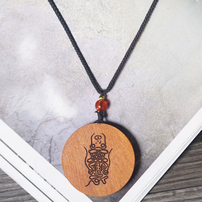 Naszyjnik z Buddha Stones z wisiorkiem z drewna Jujube uderzonego piorunem Yin Yang Bagua - image 12