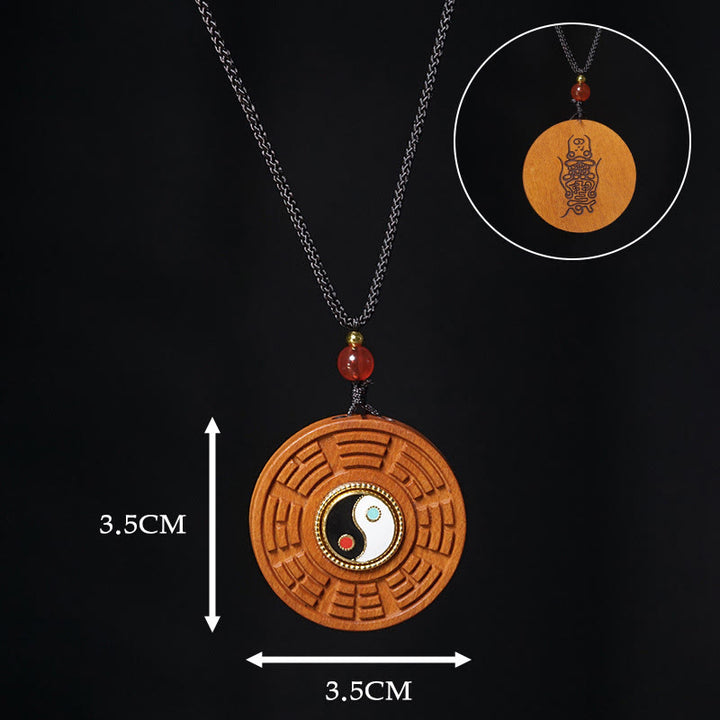 Naszyjnik z Buddha Stones z wisiorkiem z drewna Jujube uderzonego piorunem Yin Yang Bagua - image 9