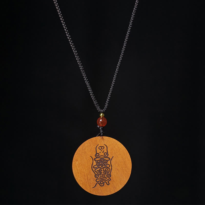 Naszyjnik z Buddha Stones z wisiorkiem z drewna Jujube uderzonego piorunem Yin Yang Bagua - image 11