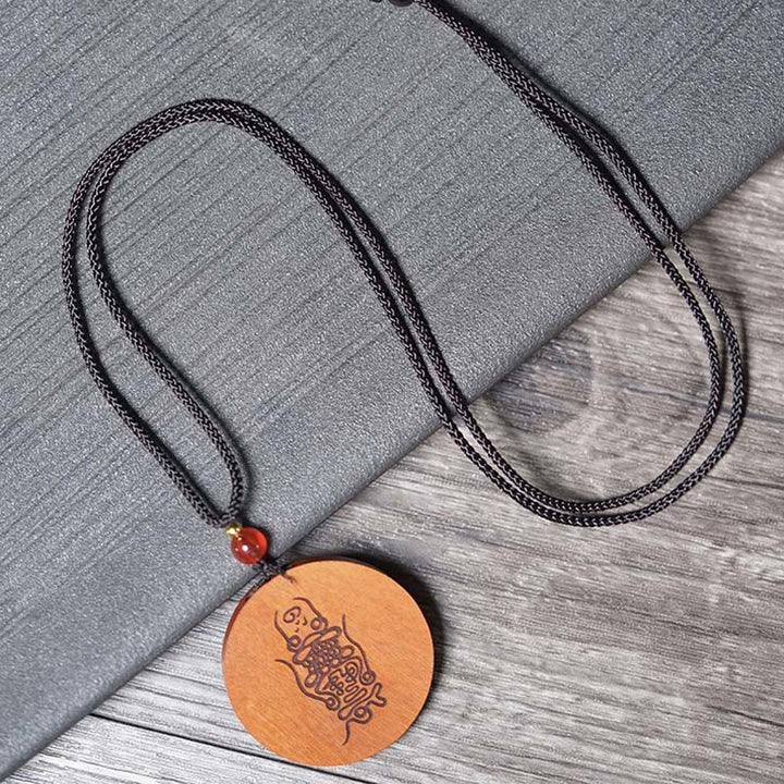 Naszyjnik z Buddha Stones z wisiorkiem z drewna Jujube uderzonego piorunem Yin Yang Bagua - image 5