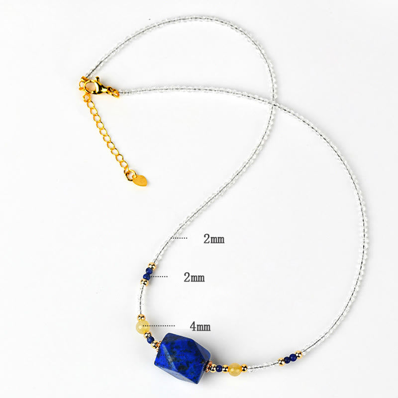 Naszyjnik z wisiorkiem do medytacji i uzdrawiania z Buddha Stones z białego kryształu lazurytu i lapis lazuli - image 6
