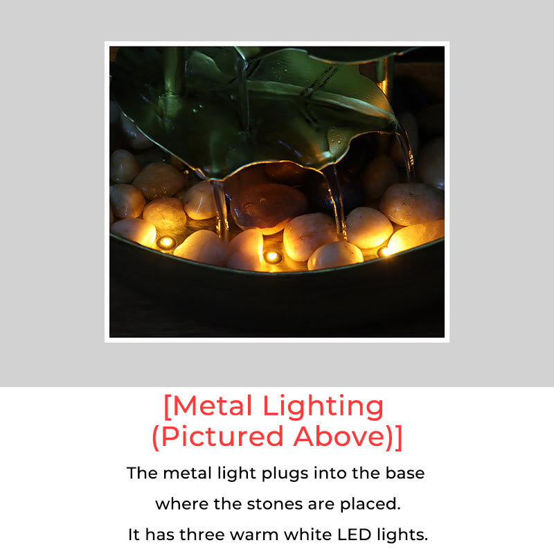 Buddha Stones, Liść Lotosu, Fontanna-Wodospad, Ozdoba Stołowa z Oświetleniem LED, Dekoracja Stołu w Domu i Biurze - image 25