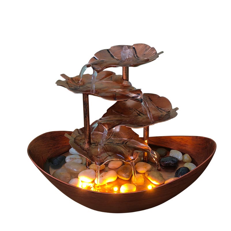 Buddha Stones, Liść Lotosu, Fontanna-Wodospad, Ozdoba Stołowa z Oświetleniem LED, Dekoracja Stołu w Domu i Biurze - image 23