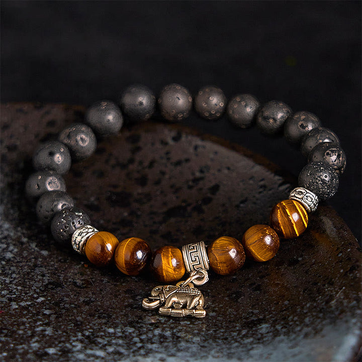 Bransoletka lecznicza z czarnymi koralikami z lawy wulkanicznej i Buddha Stones , ze wzorem zwierzęcym - image 3