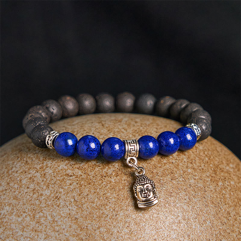 Bransoletka lecznicza z czarnymi koralikami z lawy wulkanicznej i Buddha Stones , ze wzorem zwierzęcym - image 10