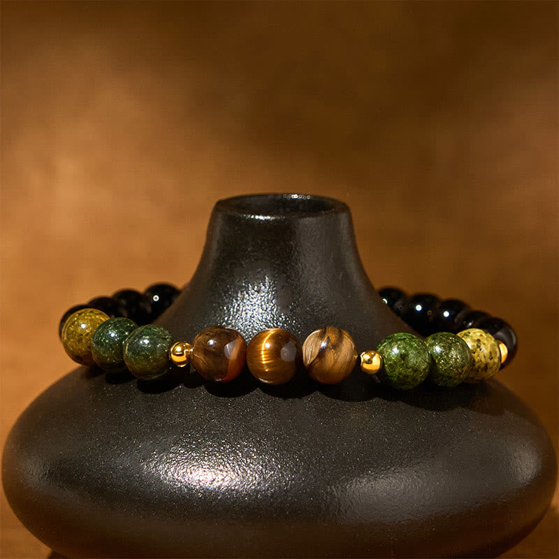 Bransoletka z Buddha Stones, turkusowymi koralikami tygrysiego oka i szklanymi koralikami Balance Serenity - image 3