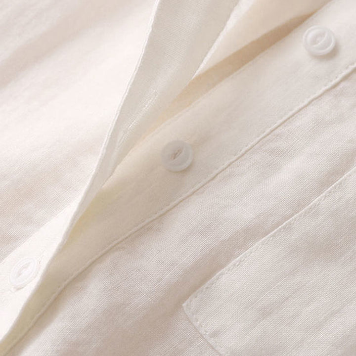 Koszula damska Buddha Stones Casual z dekoltem w serek i rękawami trzy czwarte, gładka, bawełniana i lniana - image 9