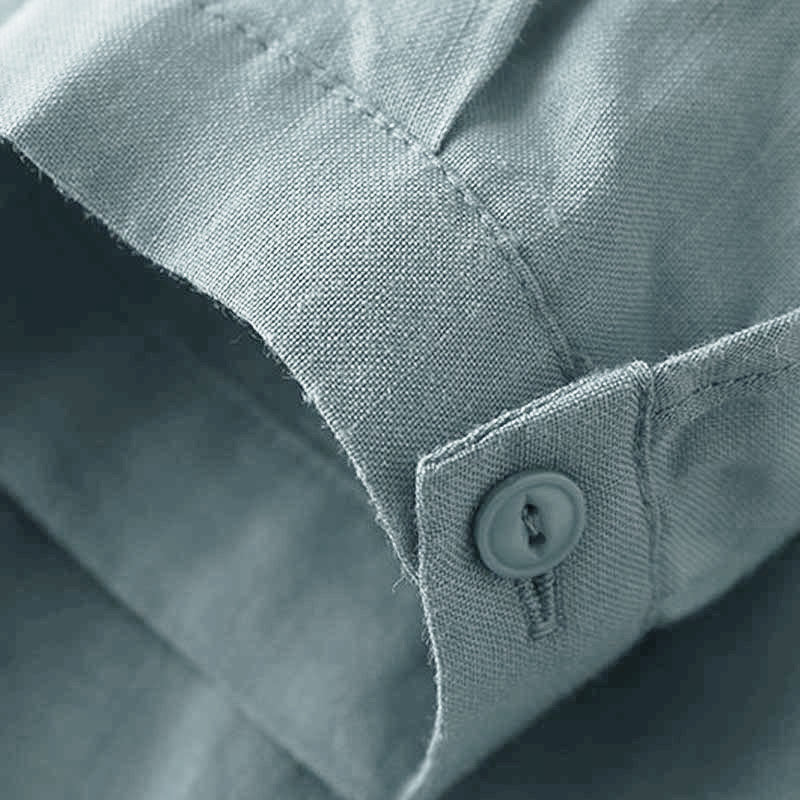 Koszula damska Buddha Stones Casual z dekoltem w serek i rękawami trzy czwarte, gładka, bawełniana i lniana - image 12