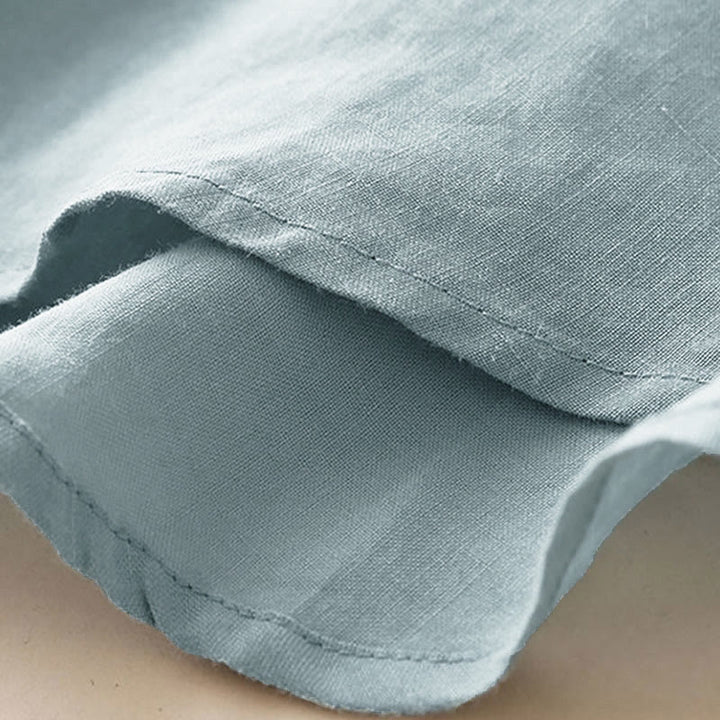 Koszula damska Buddha Stones Casual z dekoltem w serek i rękawami trzy czwarte, gładka, bawełniana i lniana - image 5