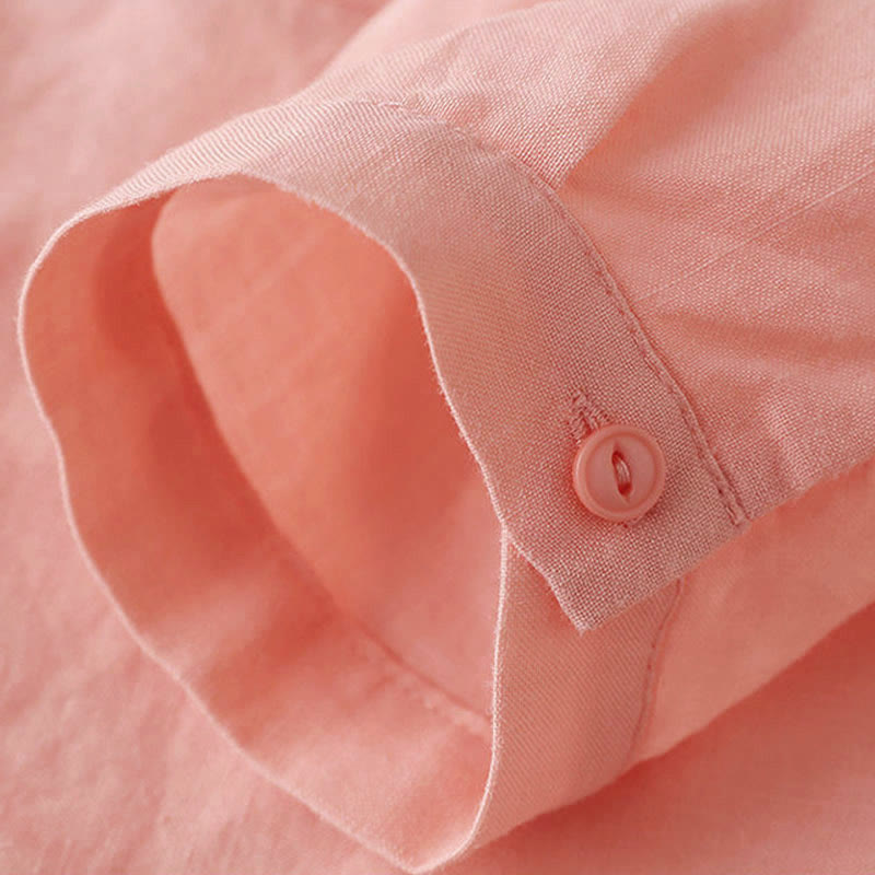 Koszula damska Buddha Stones Casual z dekoltem w serek i rękawami trzy czwarte, gładka, bawełniana i lniana - image 16