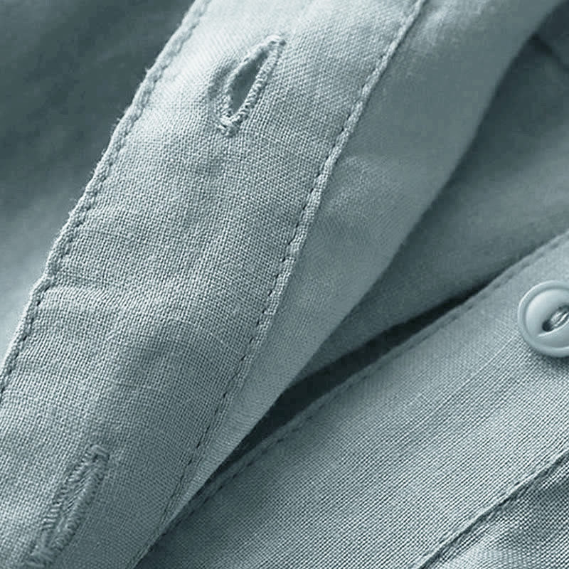 Koszula damska Buddha Stones Casual z dekoltem w serek i rękawami trzy czwarte, gładka, bawełniana i lniana - image 6