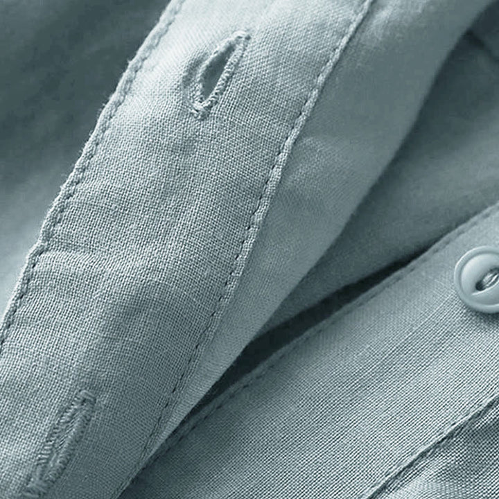 Koszula damska Buddha Stones Casual z dekoltem w serek i rękawami trzy czwarte, gładka, bawełniana i lniana - image 6