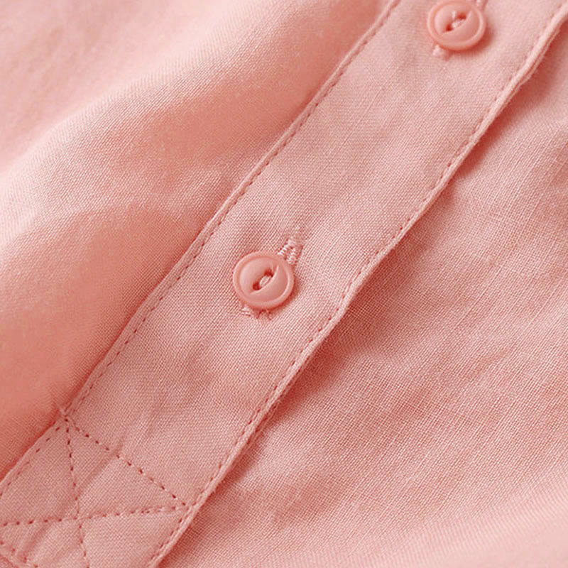 Koszula damska Buddha Stones Casual z dekoltem w serek i rękawami trzy czwarte, gładka, bawełniana i lniana - image 14