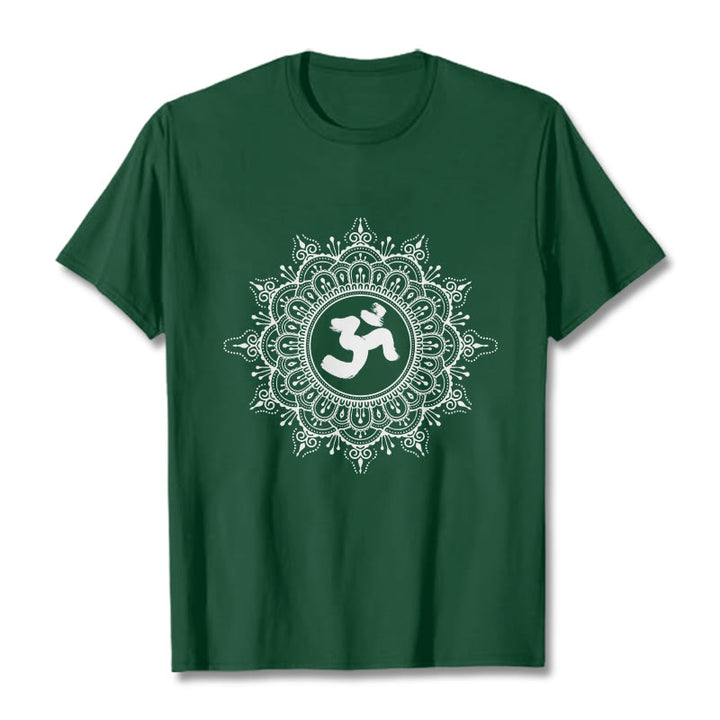 Koszulka bawełniana z motywem symetrii Buddha Stones i symbolu OM - ForestGreen - 2XL - image 1