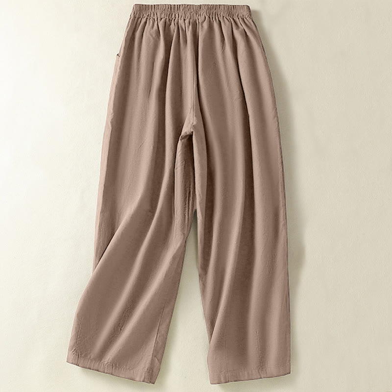 Buddha Stones w stylu vintage, letnie, swobodne, haftowane, wzór paisley, damskie, bawełniane, lniane spodnie haremowe z kieszeniami - image 1