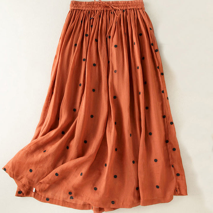 Spódnica plisowana damska w artystyczny wzór w kropki z Buddha Stones - Czekolada - US8-10，UK/AU12-14，EU40-42 (2XL) - image 32