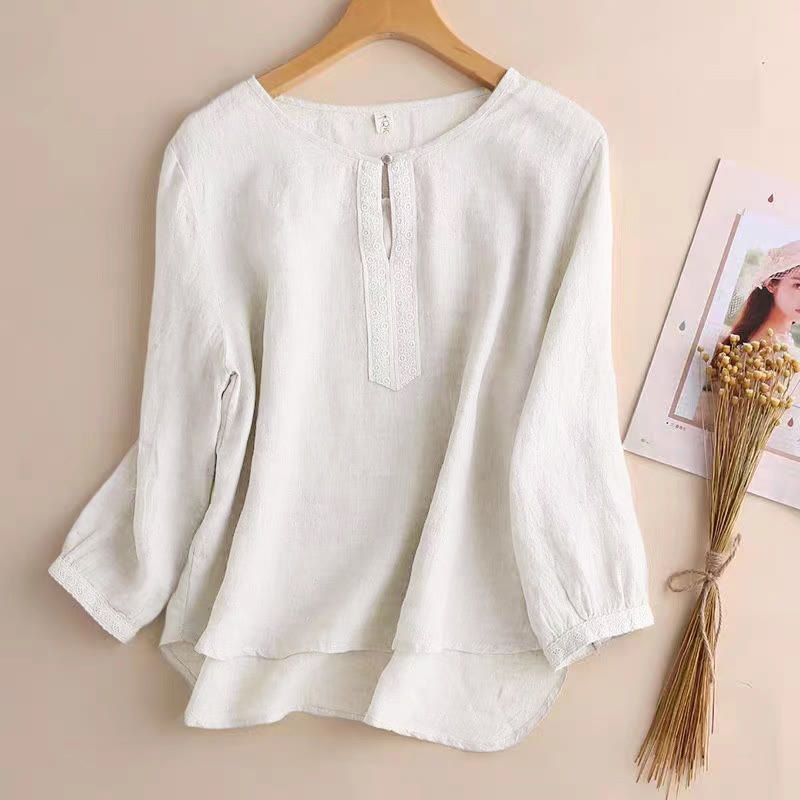 Koszula damska Buddha Stones, swobodna, gładka, z okrągłym dekoltem i rękawami trzy czwarte - Bielizna - US8-10，UK/AU12-14，EU40-42 (2XL) - image 13