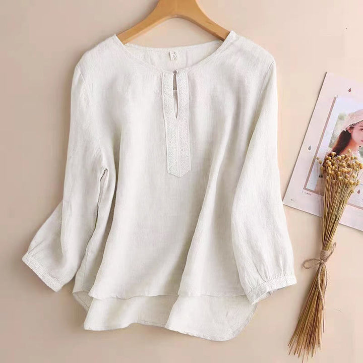 Koszula damska Buddha Stones, swobodna, gładka, z okrągłym dekoltem i rękawami trzy czwarte - Bielizna - US8-10，UK/AU12-14，EU40-42 (2XL) - image 13