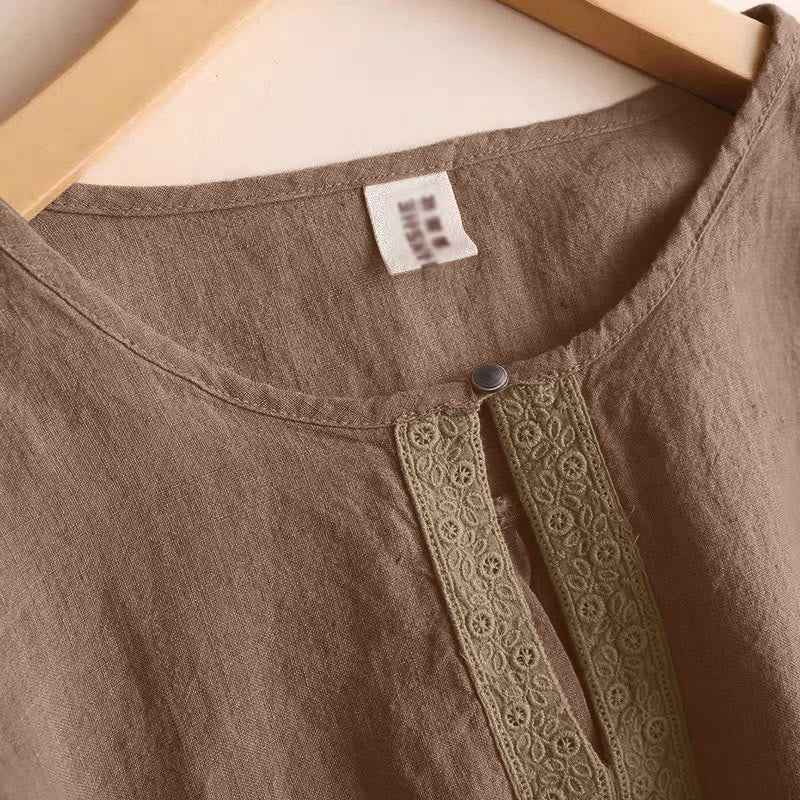 Koszula damska Buddha Stones, swobodna, gładka, z okrągłym dekoltem i rękawami trzy czwarte - image 11