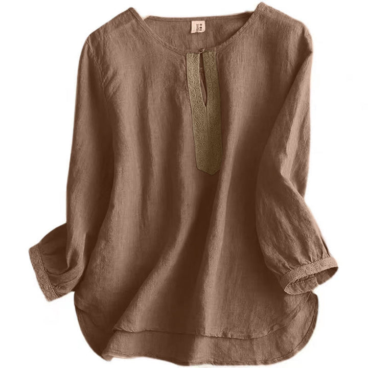 Koszula damska Buddha Stones, swobodna, gładka, z okrągłym dekoltem i rękawami trzy czwarte - image 4