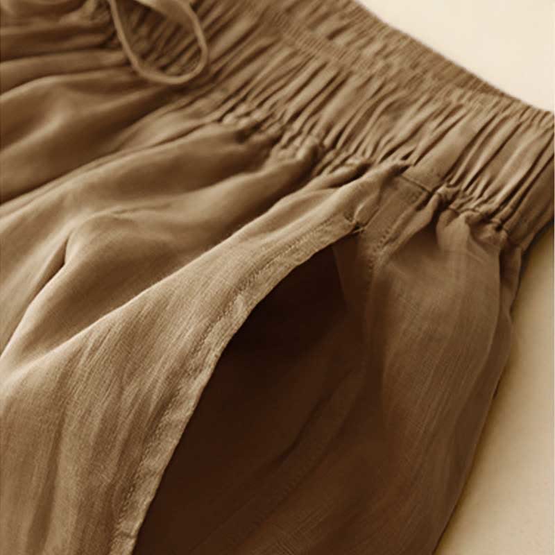 Buddha Stones damskie z kieszeniami i luźnymi, podwójnymi warstwami i długością 7-8. - image 2