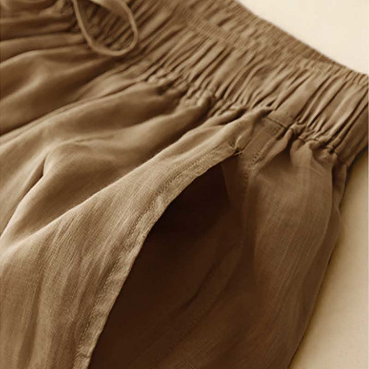 Buddha Stones damskie z kieszeniami i luźnymi, podwójnymi warstwami i długością 7-8. - image 2