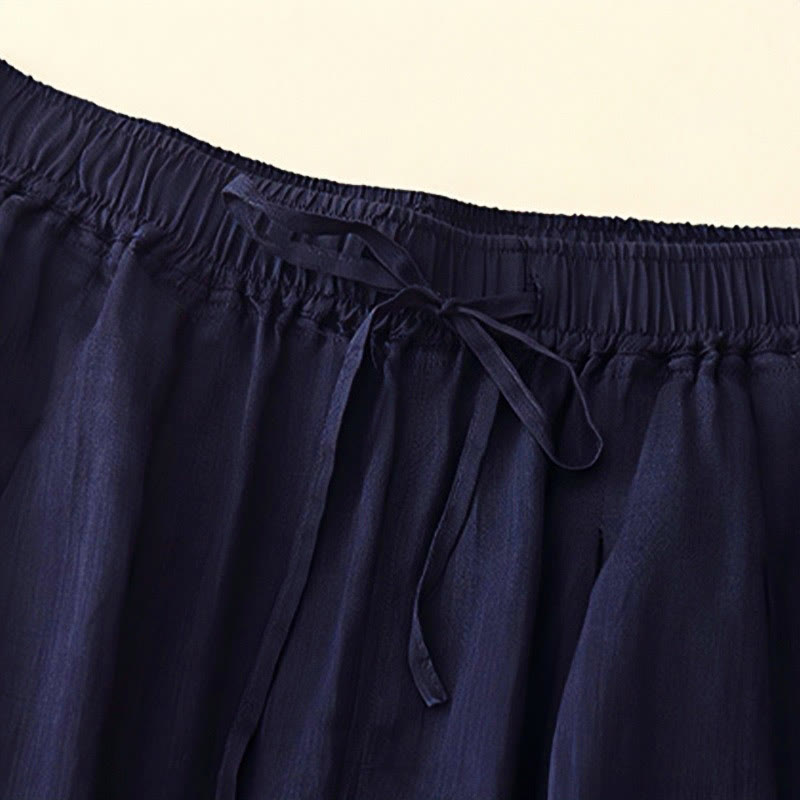 Buddha Stones damskie z kieszeniami i luźnymi, podwójnymi warstwami i długością 7-8. - image 7