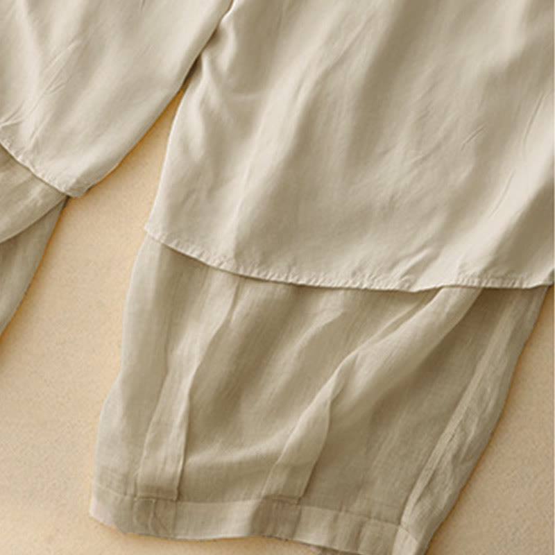 Buddha Stones damskie z kieszeniami i luźnymi, podwójnymi warstwami i długością 7-8. - image 24