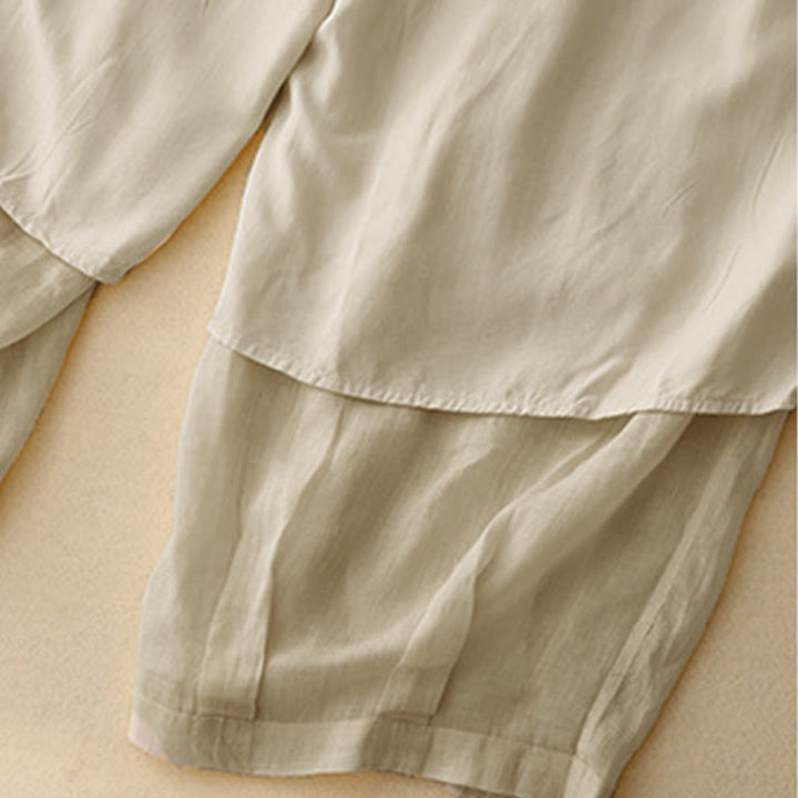 Buddha Stones damskie z kieszeniami i luźnymi, podwójnymi warstwami i długością 7-8. - image 24