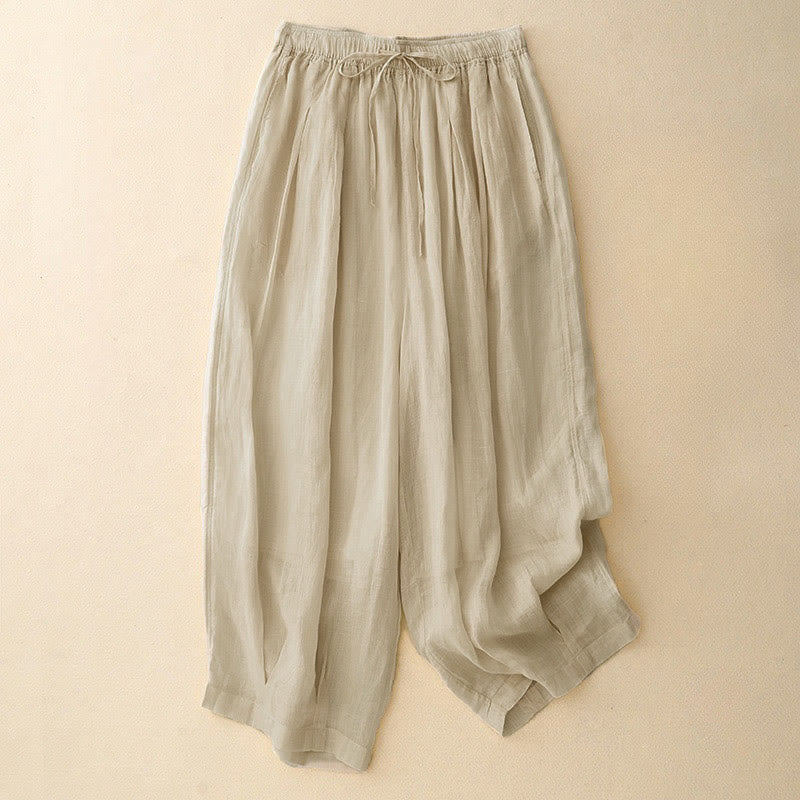 Buddha Stones damskie z kieszeniami i luźnymi, podwójnymi warstwami i długością 7-8. - Beżowy - US8-10，UK/AU12-14，EU40-42 (2XL) - image 21