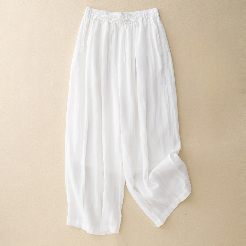 Buddha Stones damskie z kieszeniami i luźnymi, podwójnymi warstwami i długością 7-8. - Biały - US8-10，UK/AU12-14，EU40-42 (2XL) - image 11