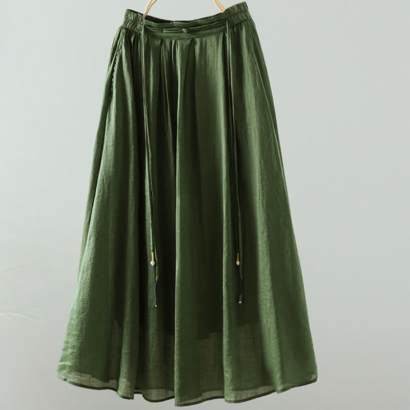 Spódnica damska z frędzlami w kolorze letnich Buddha Stones w stylu retro z kieszeniami - ForestGreen - US12, UK/AU16, EU44 (2XL) - image 13