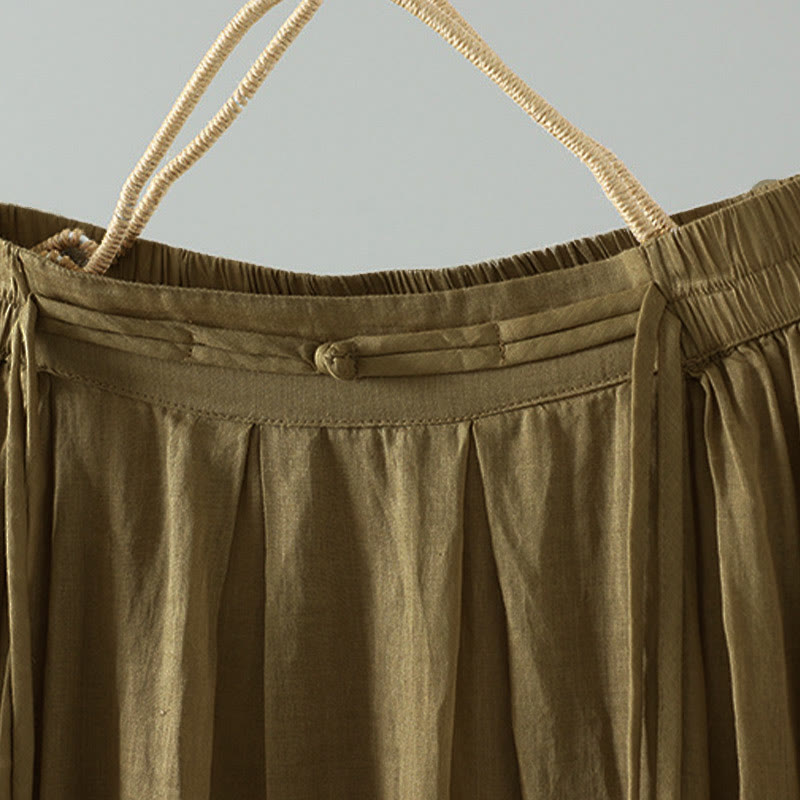 Spódnica damska z frędzlami w kolorze letnich Buddha Stones w stylu retro z kieszeniami - image 4