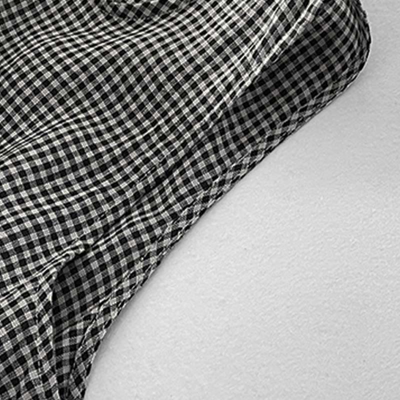 Buddha Stones Casual Plain Handmade Plaid Midi Dress Bawełniana sukienka bez rękawów z kieszeniami - image 11