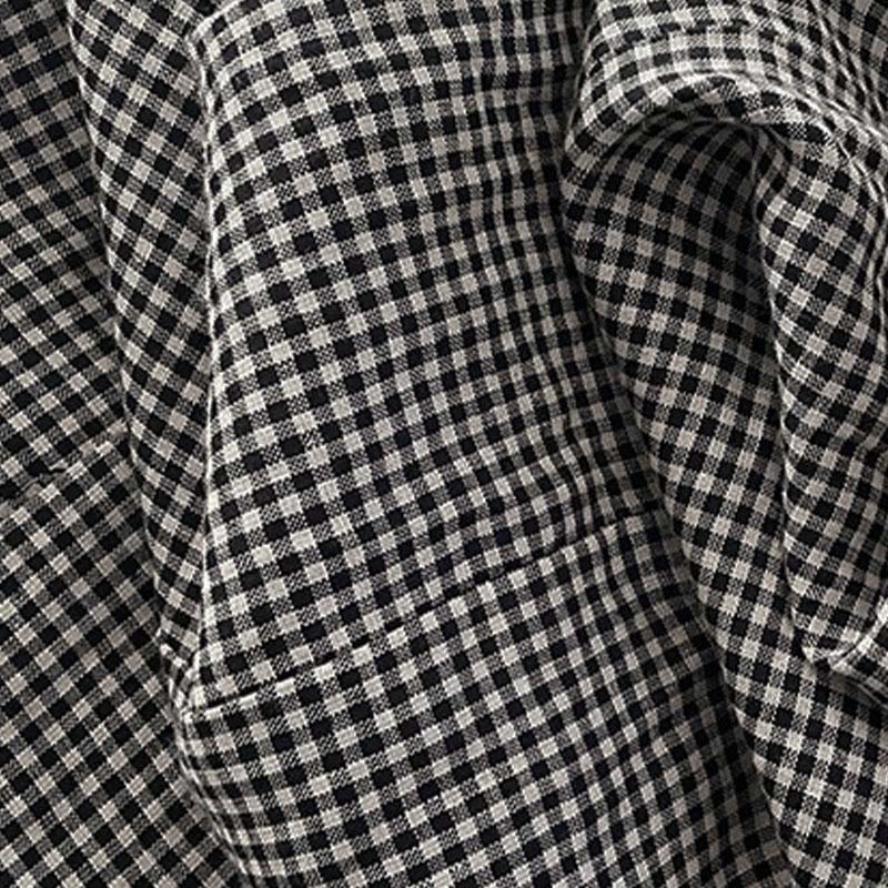 Buddha Stones Casual Plain Handmade Plaid Midi Dress Bawełniana sukienka bez rękawów z kieszeniami - image 12