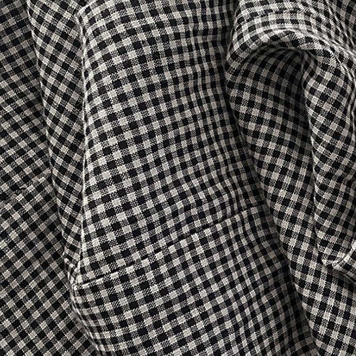 Buddha Stones Casual Plain Handmade Plaid Midi Dress Bawełniana sukienka bez rękawów z kieszeniami - image 12