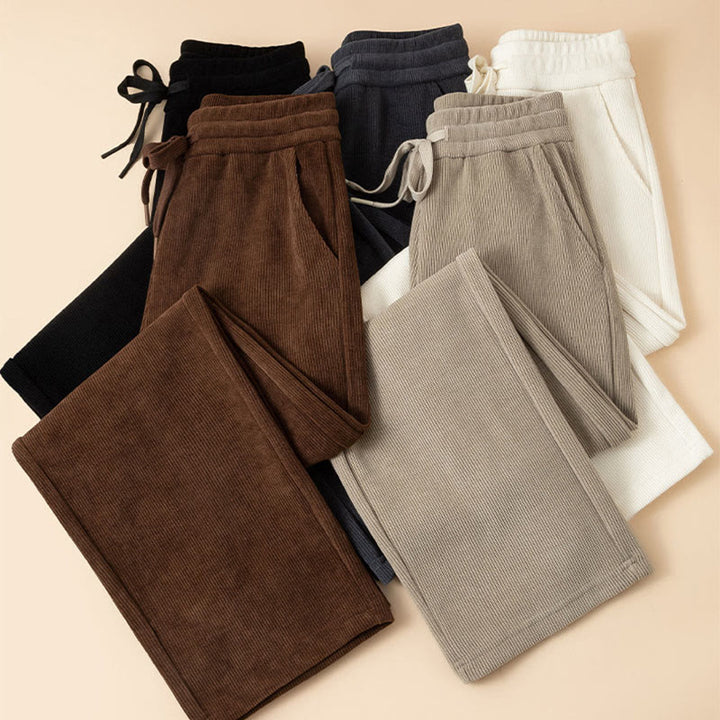 Damskie spodnie bawełniane z szerokimi nogawkami i kieszeniami w kolorze kamyków Buddha Stones - image 16