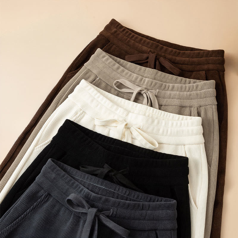 Damskie spodnie bawełniane z szerokimi nogawkami i kieszeniami w kolorze kamyków Buddha Stones - image 17