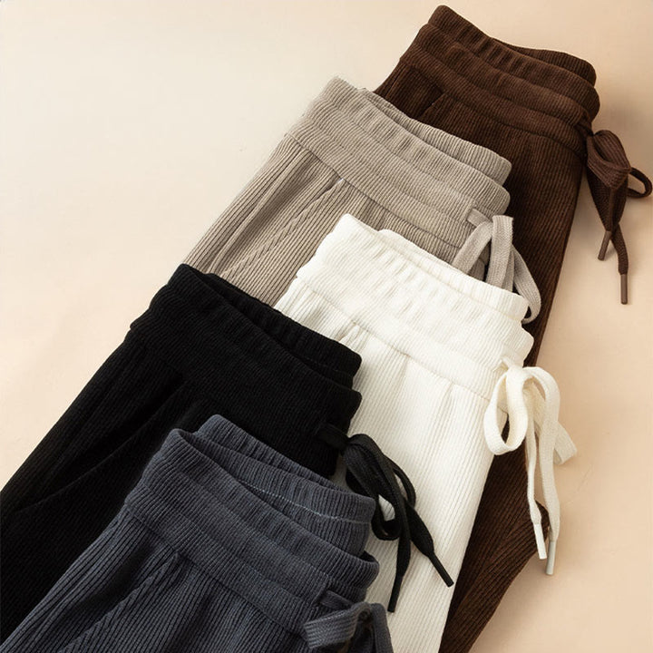 Damskie spodnie bawełniane z szerokimi nogawkami i kieszeniami w kolorze kamyków Buddha Stones - image 19