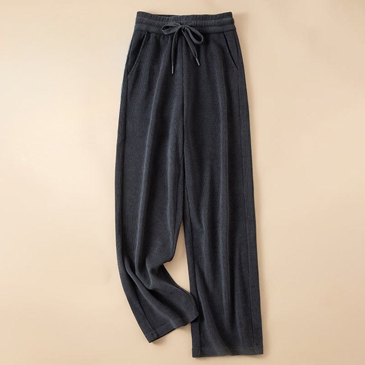 Damskie spodnie bawełniane z szerokimi nogawkami i kieszeniami w kolorze kamyków Buddha Stones - MidnightBlue - US14, UK/AU18, EU46 (4XL) - image 0