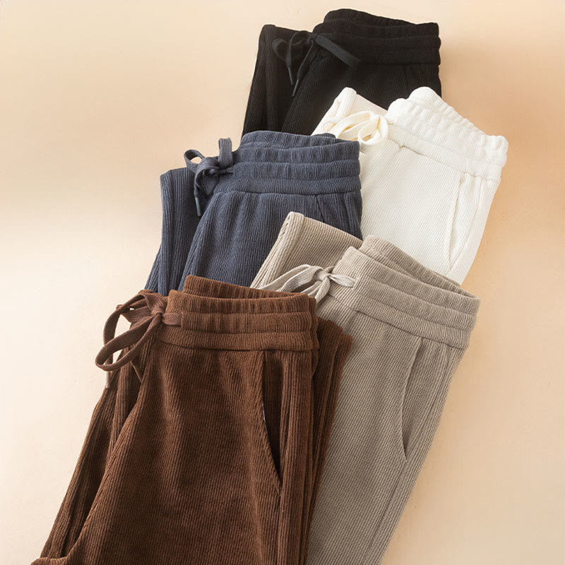 Damskie spodnie bawełniane z szerokimi nogawkami i kieszeniami w kolorze kamyków Buddha Stones - image 18