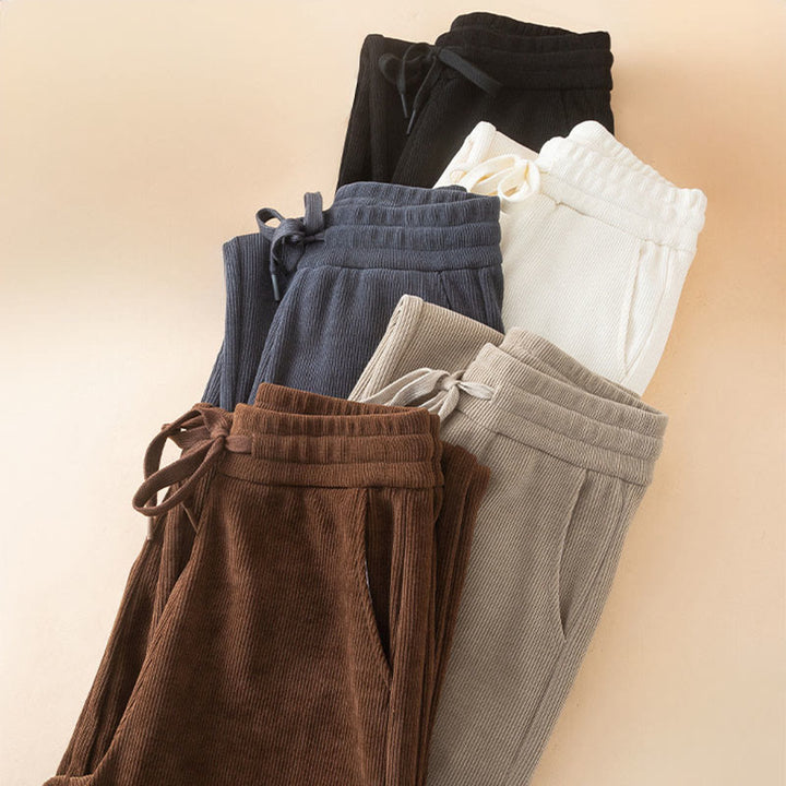 Damskie spodnie bawełniane z szerokimi nogawkami i kieszeniami w kolorze kamyków Buddha Stones - image 18